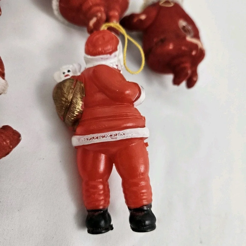 Vintage 6 Blow Mold Santa Mrs Clause Christmas Tree Light Covers MCM Flocked